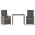 Set bistro de grădină cu perne, 3 piese, gri, poliratan GartenMobel Dekor