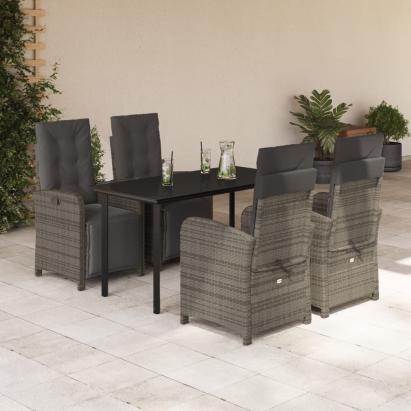 Set mobilier de grădină cu perne, 5 piese, gri, poliratan GartenMobel Dekor