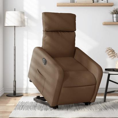Fotoliu electric rabatabil cu ridicare, maro, textil GartenMobel Dekor