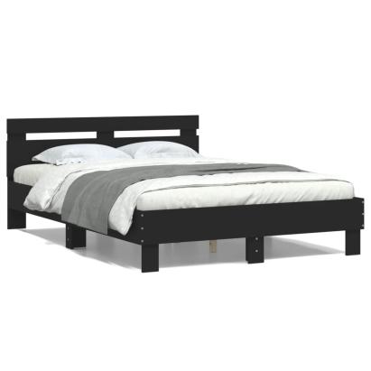 Cadru de pat cu tăblie, negru, 120x190 cm, lemn prelucrat GartenMobel Dekor