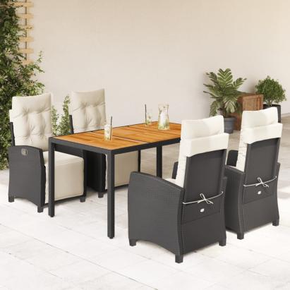Set mobilier de grădină cu perne, 5 piese, negru, poliratan GartenMobel Dekor