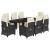 Set mobilier de grădină cu perne, 9 piese, negru, poliratan GartenMobel Dekor