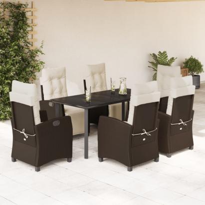 Set mobilier de grădină cu perne, 7 piese, maro, poliratan GartenMobel Dekor