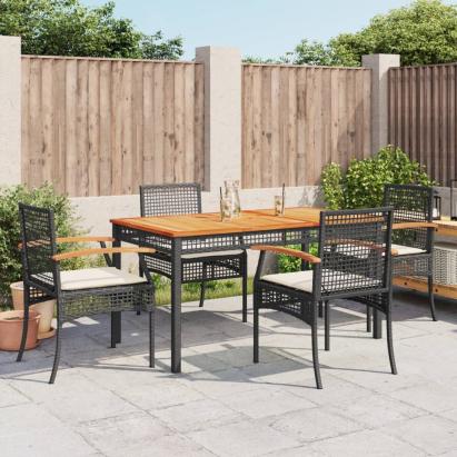Set mobilier de grădină cu perne, 5 piese, negru, poliratan GartenMobel Dekor