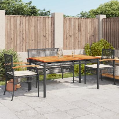 Set mobilier de grădină cu perne, 5 piese, negru, poliratan GartenMobel Dekor