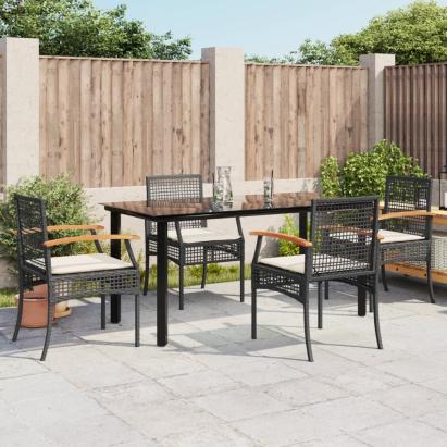 Set mobilier de grădină cu perne, 5 piese, negru, poliratan GartenMobel Dekor