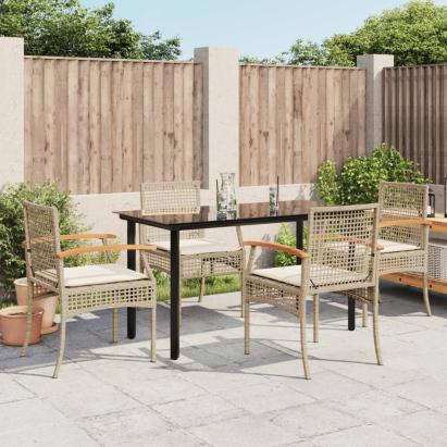Set mobilier de grădină cu perne, 5 piese, bej, poliratan GartenMobel Dekor