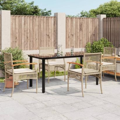 Set mobilier de grădină cu perne, 5 piese, bej, poliratan GartenMobel Dekor