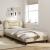 Cadru de pat cu lumini LED, crem, 100x200 cm, textil GartenMobel Dekor