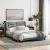 Cadru de pat cu lumini LED, gri deschis, 120x200 cm, textil GartenMobel Dekor