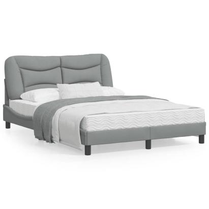 Cadru de pat cu lumini LED, gri deschis, 120x200 cm, textil GartenMobel Dekor