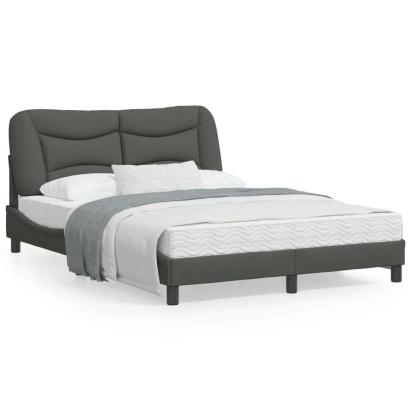 Cadru de pat cu lumini LED, gri închis, 120x200 cm, textil GartenMobel Dekor