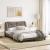 Cadru de pat cu lumini LED, gri taupe, 120x200 cm, textil GartenMobel Dekor