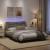Cadru de pat cu lumini LED, gri taupe, 120x200 cm, textil GartenMobel Dekor