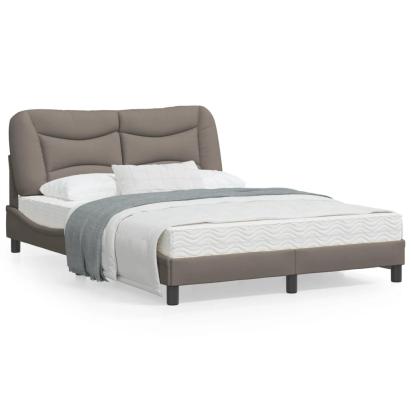 Cadru de pat cu lumini LED, gri taupe, 120x200 cm, textil GartenMobel Dekor