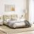 Cadru de pat cu lumini LED, crem, 120x200 cm, textil GartenMobel Dekor