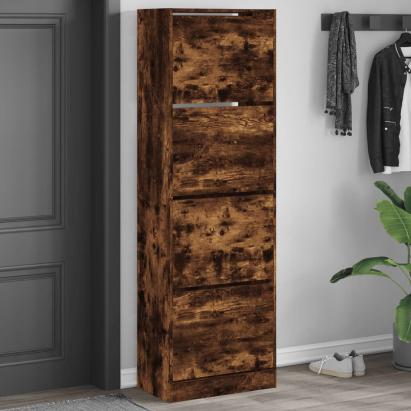 Pantofar cu 4 sertare rabatabile, stejar fumuriu, 60x34x187,5cm GartenMobel Dekor