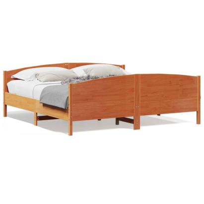 Cadru de pat cu tăblie, maro ceruit, 180x200 cm, lemn masiv pin GartenMobel Dekor