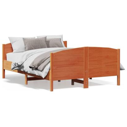 Cadru de pat cu tăblie, maro ceruit, 135x190 cm, lemn masiv pin GartenMobel Dekor