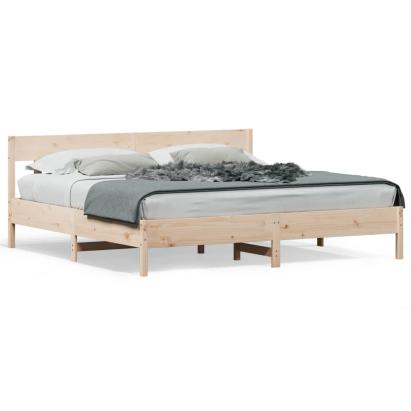 Cadru pat cu tăblie 200x200 cm, lemn masiv de pin GartenMobel Dekor