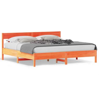 Cadru de pat cu tăblie, maro ceruit, 180x200 cm, lemn masiv pin GartenMobel Dekor