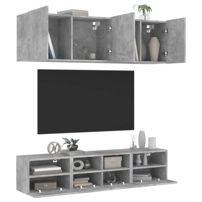 Unități TV de perete, 5 piese, gri beton, lemn prelucrat GartenMobel Dekor
