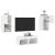 Comode TV de perete cu lumini LED, 4 piese, alb GartenMobel Dekor