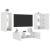 Comode TV de perete cu lumini LED, 3 piese, alb GartenMobel Dekor