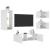 Comode TV de perete cu lumini LED, 4 piese, alb GartenMobel Dekor