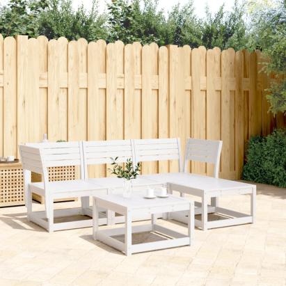 Set mobilier relaxare de grădină, 4 piese, alb, lemn masiv pin GartenMobel Dekor