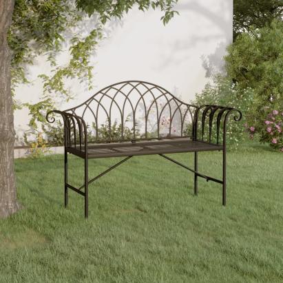 Bancă de grădină cu 2 locuri, negru, 128 cm, oțel GartenMobel Dekor