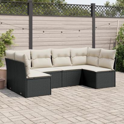 Set mobilier de grădină cu perne, 6 piese, negru, poliratan GartenMobel Dekor