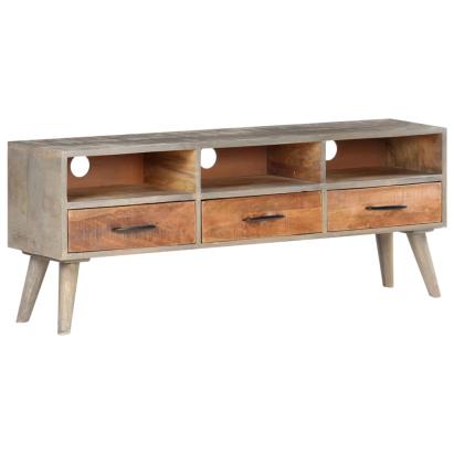Comodă TV, gri, 130x35x51 cm, lemn masiv de mango nefinisat GartenMobel Dekor