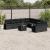 Set canapele de grădină cu perne, 11 piese, negru, poliratan GartenMobel Dekor