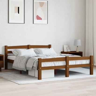 Cadru de pat, maro miere, 140x200 cm, lemn masiv de pin GartenMobel Dekor