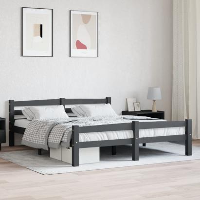 Cadru de pat, gri închis, 160x200 cm, lemn masiv de pin GartenMobel Dekor