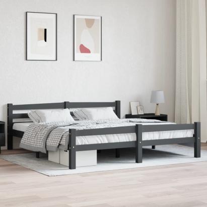 Cadru de pat, gri închis, 180x200 cm, lemn masiv de pin GartenMobel Dekor