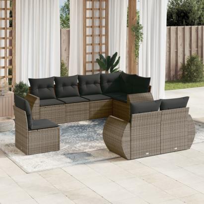 Set canapele de grădină cu perne, 8 piese, gri, poliratan GartenMobel Dekor