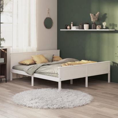 Cadru de pat, alb, 200x200 cm, lemn masiv de pin GartenMobel Dekor