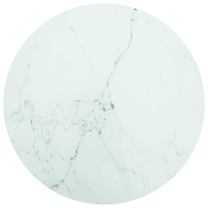 Blat masă alb Ø60x0,8 cm, sticlă securizată cu design marmură GartenMobel Dekor