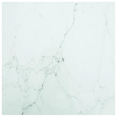 Blat masă alb 50x50 cm 6 mm sticlă securizată design marmură GartenMobel Dekor