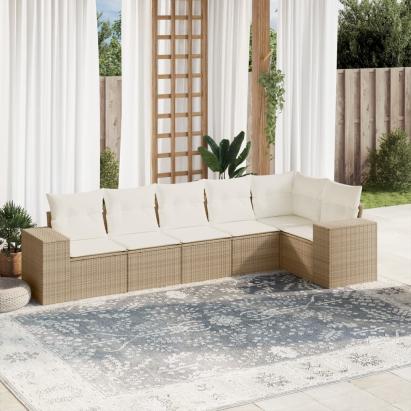 Set canapele de grădină cu perne, 6 piese, bej, poliratan GartenMobel Dekor
