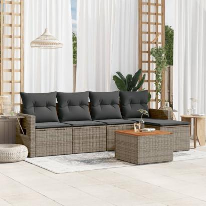 Set mobilier grădină cu perne, 6 piese, gri, poliratan GartenMobel Dekor