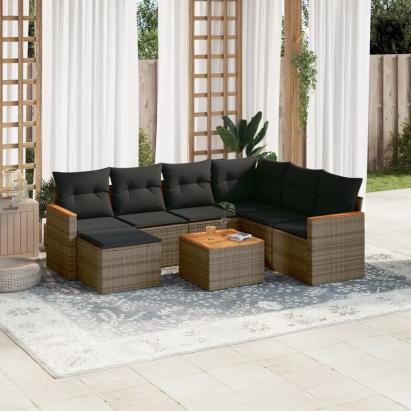 Set canapele de grădină cu perne, 8 piese, gri, poliratan GartenMobel Dekor