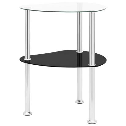 Masă laterală 2 niveluri transparent/negru 38x38x50 cm sticlă GartenMobel Dekor