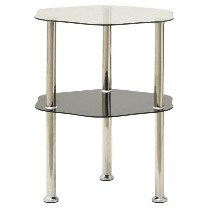 Masă laterală 2 niveluri transparent/negru 38x38x50 cm sticlă GartenMobel Dekor