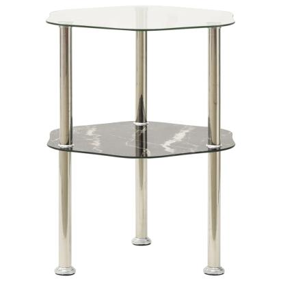 Masă laterală 2 niveluri transparent/negru 38x38x50 cm sticlă GartenMobel Dekor
