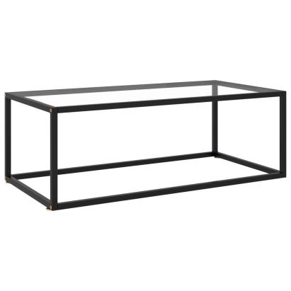 Măsuță de cafea, negru cu sticlă securizată, 100x50x35 cm GartenMobel Dekor