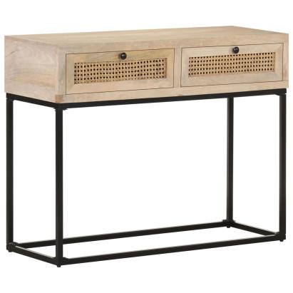 Masă consolă, 100x35x76 cm, lemn masiv mango/trestie naturală GartenMobel Dekor