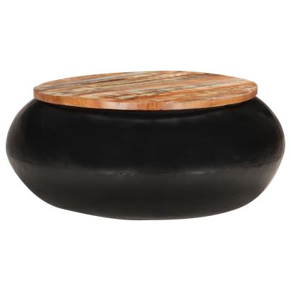Măsuță de cafea, negru, 68x68x30 cm, lemn masiv reciclat GartenMobel Dekor